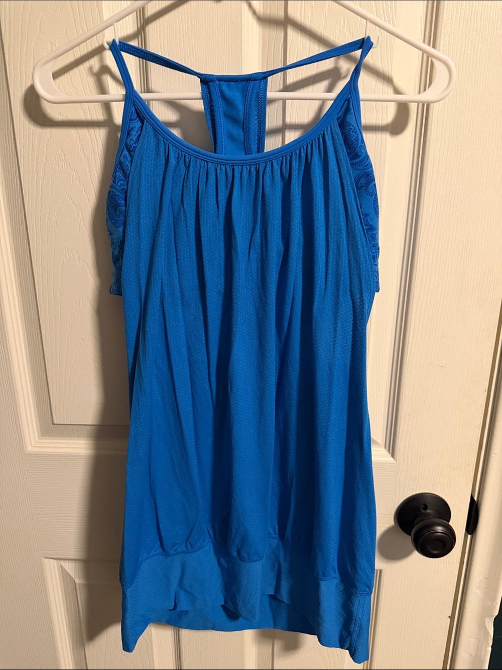 lululemon athletica Blue Paisley Sports Tank with Copper Logo